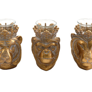 Set of 3 13cm Animal Head Candle Holder