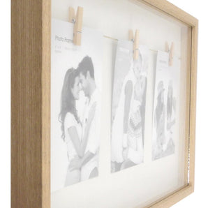 White Natural Wood Triple Peg Frame