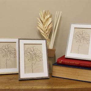 Set of Three Photo Frames with Wood Edge