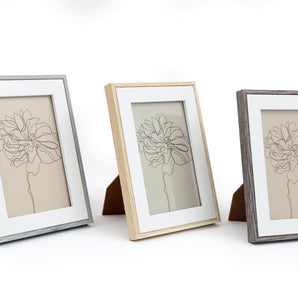 Set of Three Photo Frames with Wood Edge