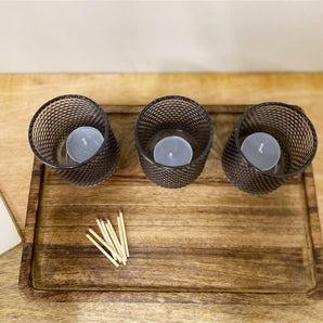 Set Of Three Synergy Tea Light Holders