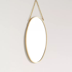 Gold Hanging Oval Mirror