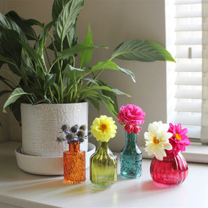 Set of Four Boho Posy Vase Bottles