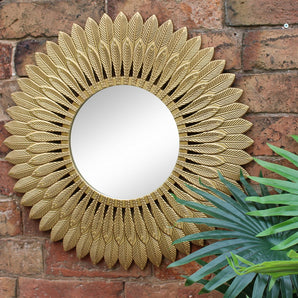 Large Gold Feather Design Mirror