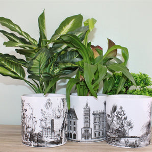 Set of 3 Monochrome Ceramic Small Planters