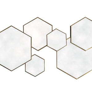 Gold Framed Multi Mirror - Hexagonal