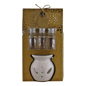 Ceramic Oil Burner With 3 Bottles of Sandalwood Fragranced Oil