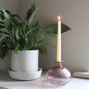 Pink Glass Candle Holder