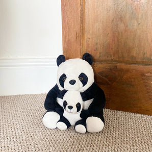 Fabric Mother and Baby Panda Doorstop