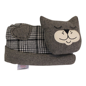 Sleeping Cat Fabric Doorstop, Grey