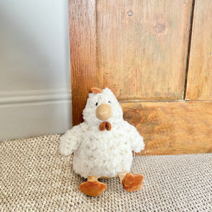 Curled Fur Fabric Brown Chicken Doorstop