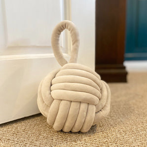 Grey Knot Velvet Effect Doorstop