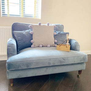 Grey Square Pompom Cushion