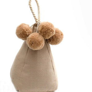 Beige Pompom Doorstop