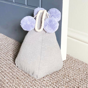 Grey Pompom Doorstop