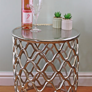 Decorative Silver Metal Side Table