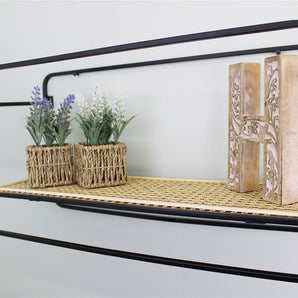 Large Wall Hanging Shelf Unit in Metal Weave Effect