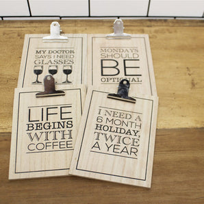 Set of Four Slogan Clipboards