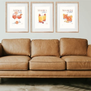 Set of Three Cocktail Recipe Wall Art in Frames