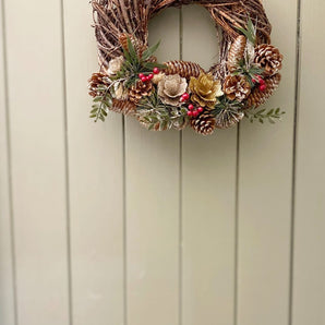 Twisted Pine & Berry Botanical Christmas Wreath 35cm