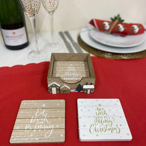 Set Of 4 Christmas Market Coasters