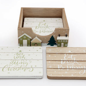 Set Of 4 Christmas Market Coasters