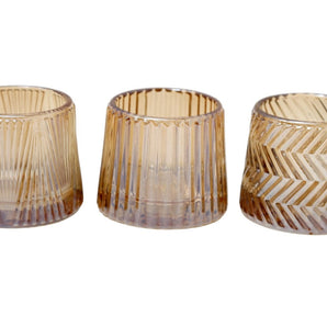 Trio of Glass Tealight Holders Bronze