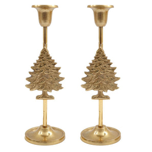 Gold Christmas Tree Candle Stick Holder