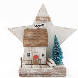 Star & House Scene Ornament 18cm