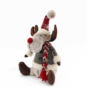 Sitting Reindeer With Knitted Coat