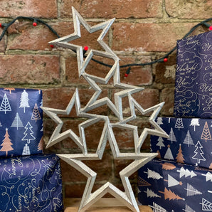 Stars On Wooden Base Ornament 40cm