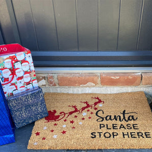 Santa Stop Here Doormat Sleigh