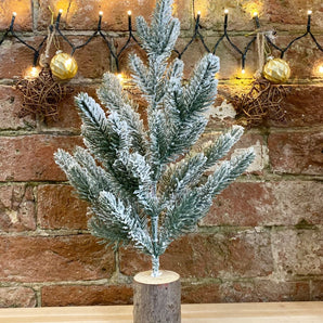 Small Frosted Christmas Tree In Log 43cm