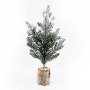 Small Frosted Christmas Tree In Log 43cm