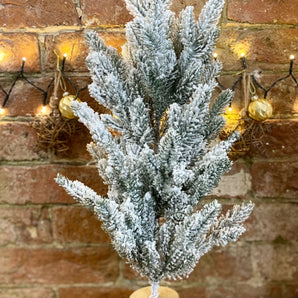 Tall Frosted Christmas Tree In Log 56cm