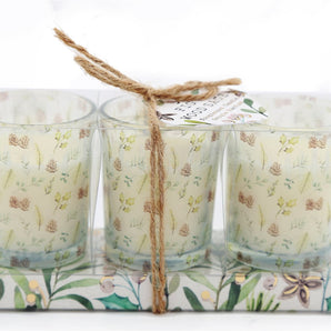 Set Of 3 Alpine Sage Candles 6cm