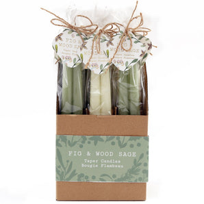 Set of Two Fig and Wood Sage Taper Candles