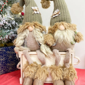 Sitting Mr & Mrs Santa Gonks With Dangly Legs