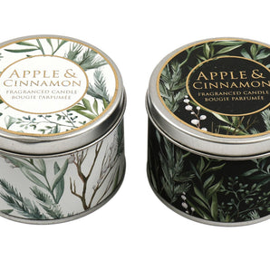 Set of Two Apple and Cinnamon Tin Candles