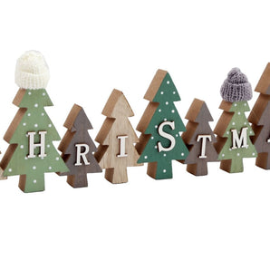 Row of Christmas Trees Decoration With Hats Green