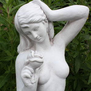 Stone Effect Lady With Rose Statue