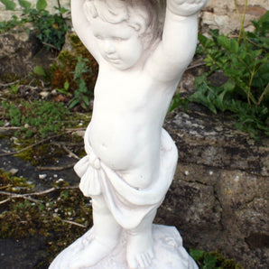 Stone Effect Cherub Bird Feeder Or Bird Bath