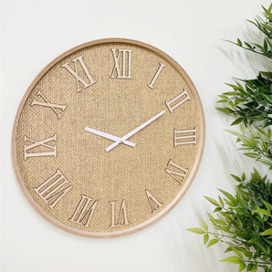 Serenity Hessian Woven Wall Clock 50cm