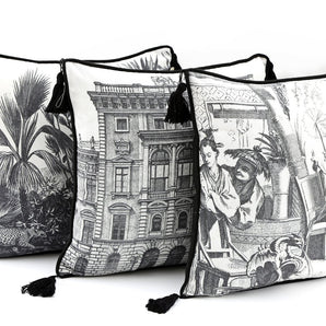 Set of 3 Monochrome Print Square Cushions 40cm