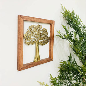 Gold Wall Hanging Tree In Wooden Frame