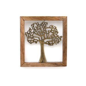 Gold Wall Hanging Tree In Wooden Frame