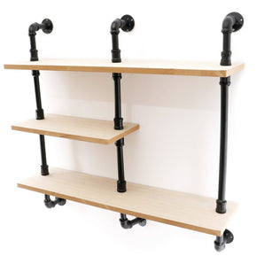 Black Pipe  & Wooden Shelves 70.5cm