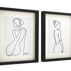 Set of 2 Black Framed Prints of Silhouettes