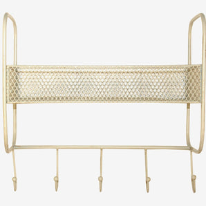 Mesh Wall Shelf With 5 Hooks Cream