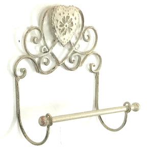 Cream Heart Toilet Roll Holder Wall Mounted